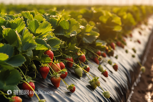 温室里生长的草莓